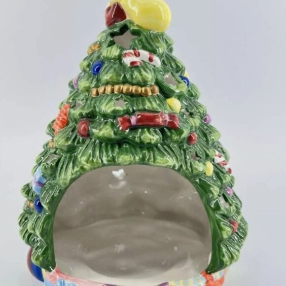 Vintage Spode 6” Christmas Tree Tea Light Candle Holder Hand Painted New In Box - Picture 3 of 3